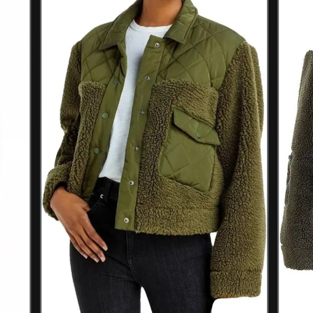 Rails Peyton green moto fleece jacket M